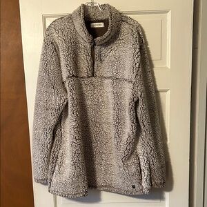 Men's Sherpa Fleece Pullover - Gray/Brown